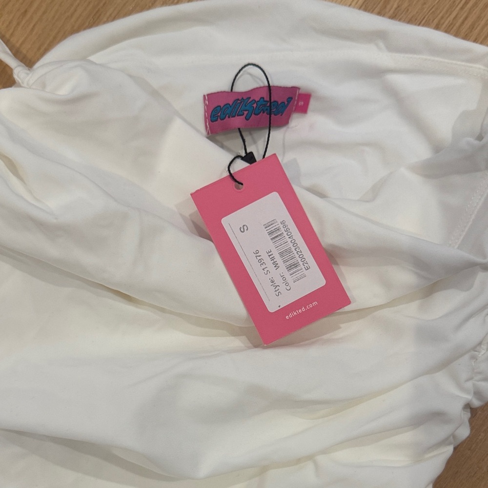 Edikted Ivory one shoulder mini dress white size small